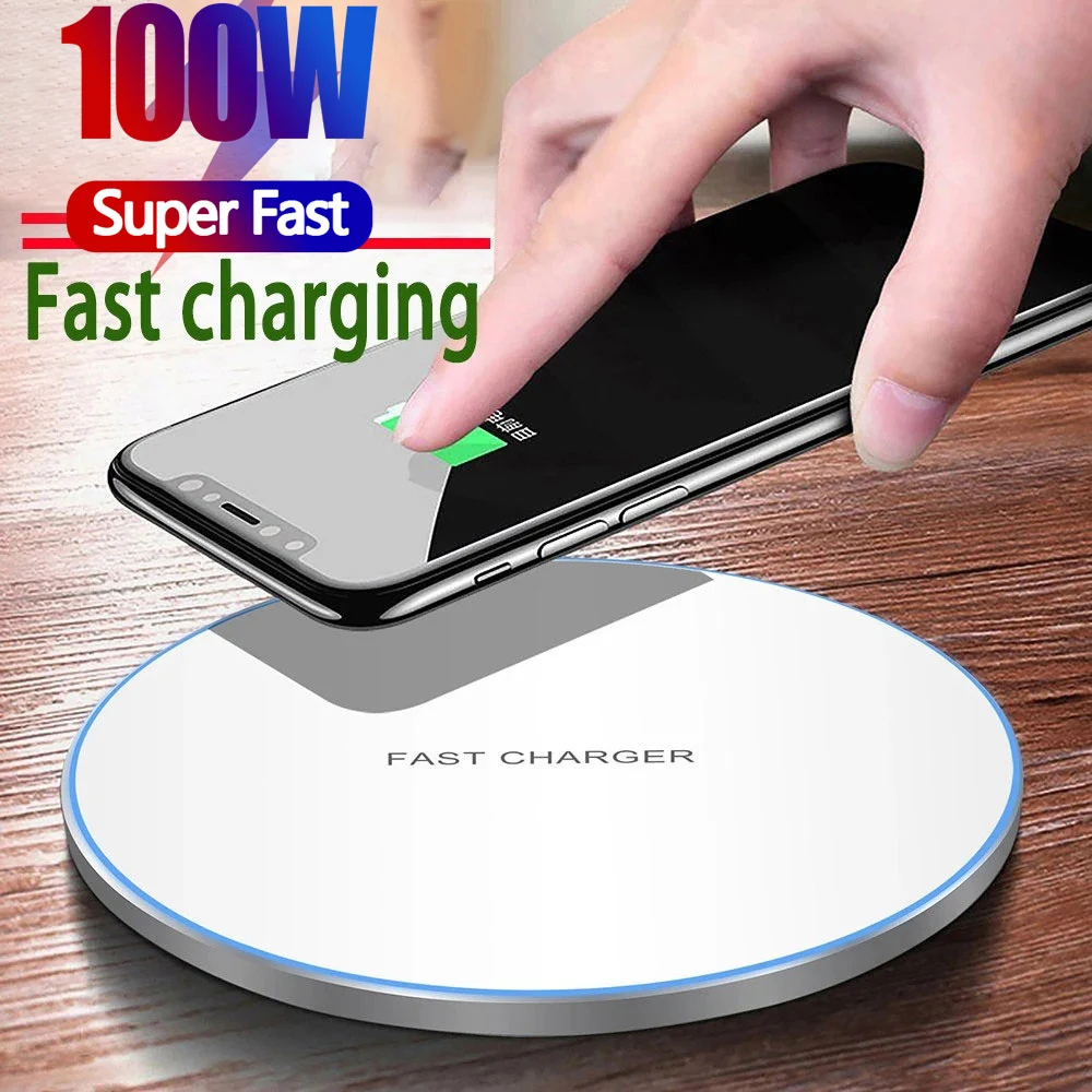 100W  Wireless Charger For iPhone 14 13 12 11 Pro XS Max 8 X XR Induction Fast Wireless Charging Pad For Samsung Xiaomi Huawei