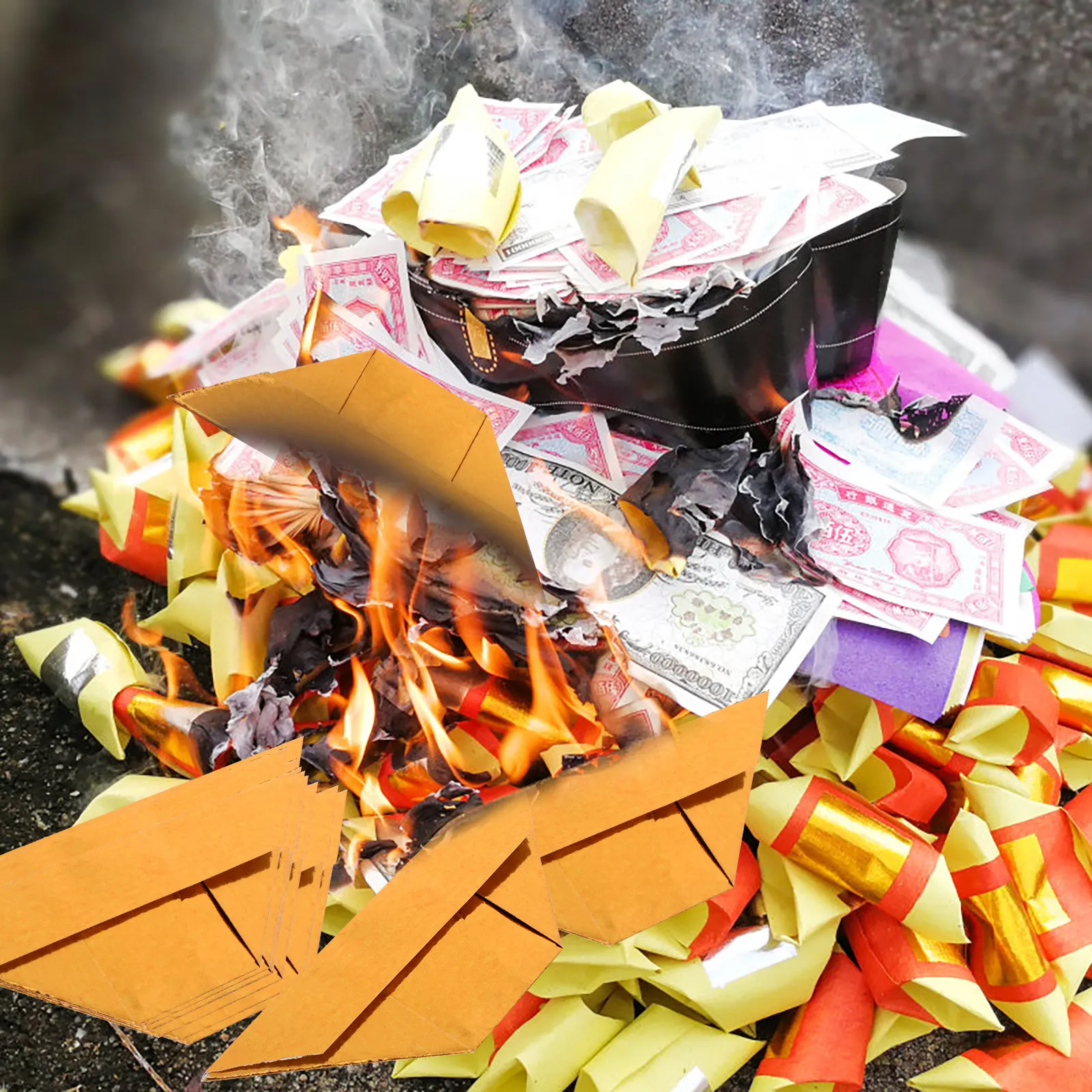 400Pcs Paper Gold Ingot for Ancestor Worship Tomb Sweeping Rituals Bright Golden DIY Burning Offering Handmade Tribute Supply