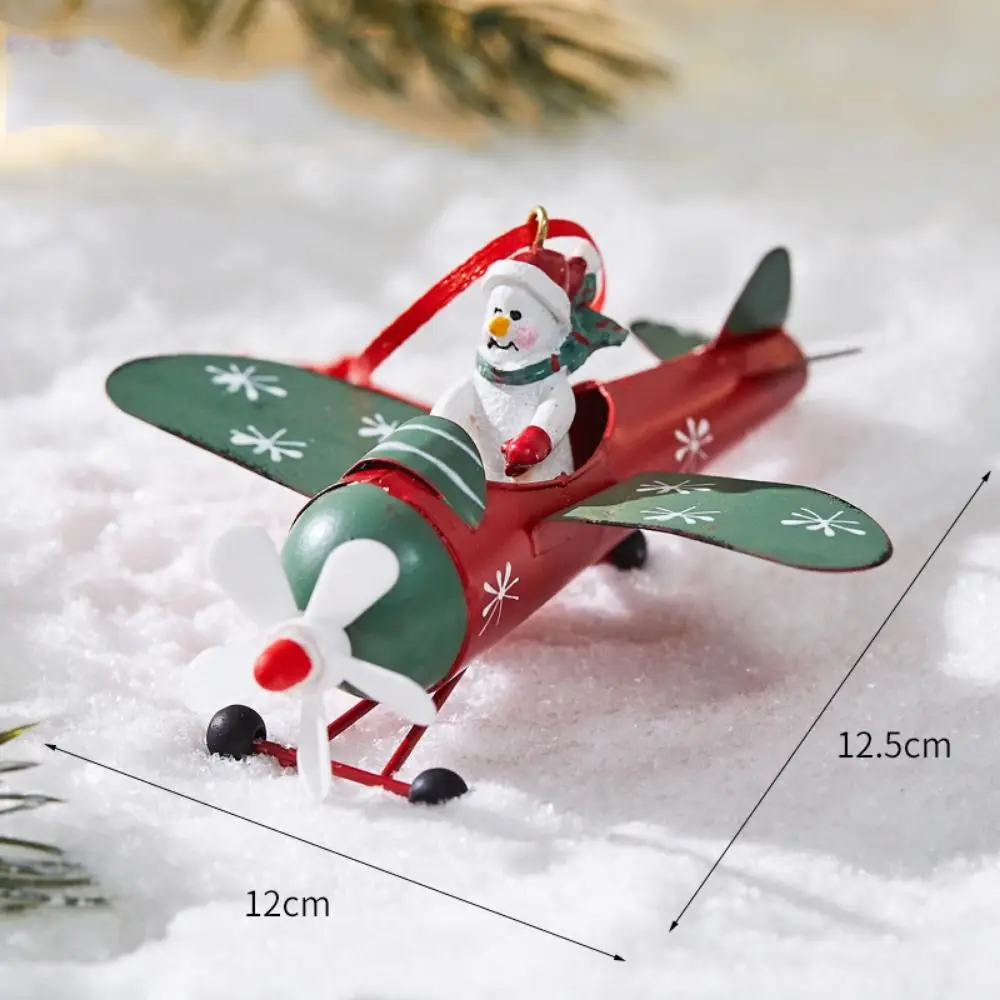 Iron Christmas Airplane Pendant Santa Flying Plane Hot Air Balloon Pilot Santa Ornaments Durable Decorative