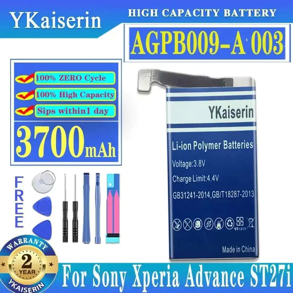 

For Sony Xperia Advance ST27i Xperia GO ST27a st27 Mobile Phone Battery 3700mAh AGPB009-A003 Reliable Replacement