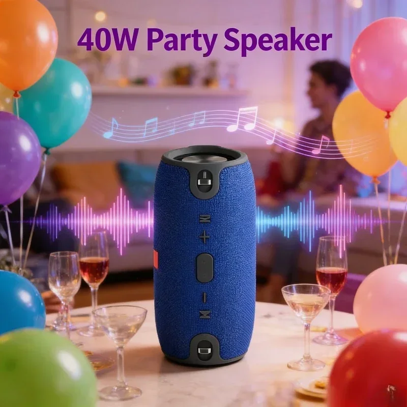

40W TWS Bluetooth Speaker IPX6 Waterproof 3600mAh Portable PC Column Subwoofer Boombox with BT AUX TF USB