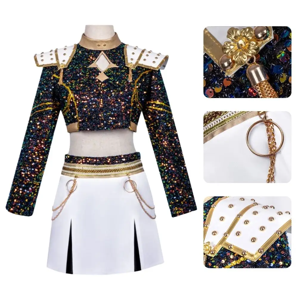 Kids Girls Rumi Zoey Mira Demon Hunters Kpop Cosplay Fantasia Costume for Children Idol Roleplay Outfit Halloween Carnival Suit