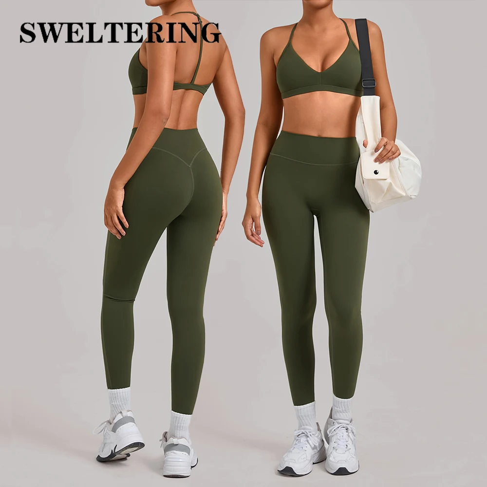 

Yoga Set 2PCS Workout Outfits Gym Tracksuits Sportswear Female Fitness High Waist Leggings Sports Bra Yoga Suit Athletic Wear