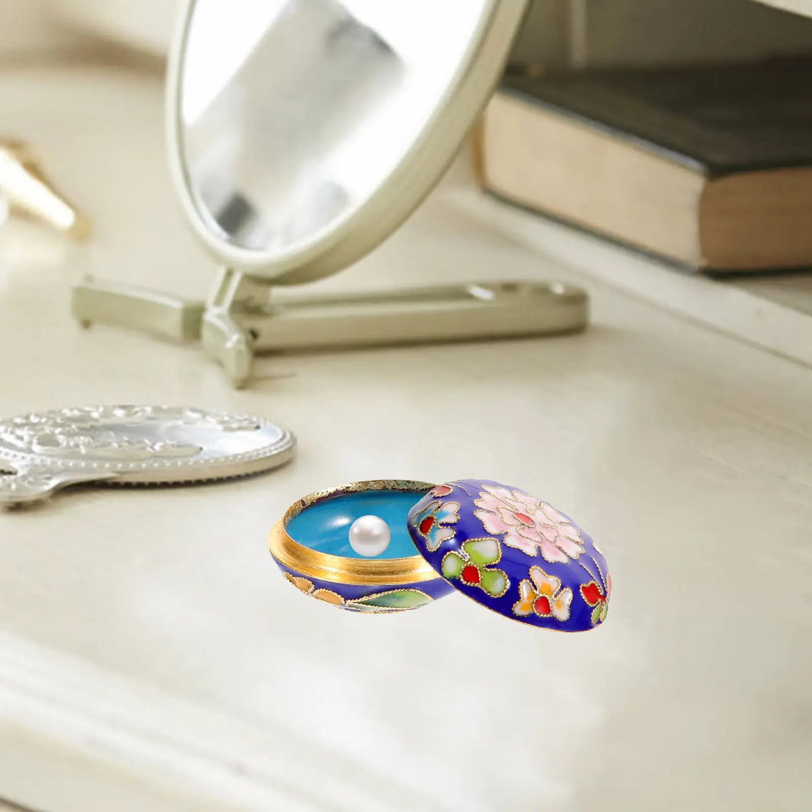 

Китайская традиционная шкатулка для украшений в технике клуазоне, маленькая круглая винтажная шкатулка с крышкой для серег, колец, ожерелий, браслетов, брошей