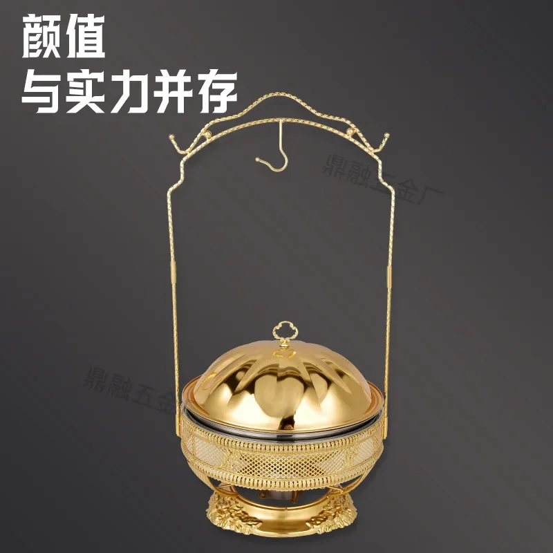 Cross-border stainless steel golden buffet stove hanging stove luxury hotel insulation stove restaurant wedding banquet alcohol