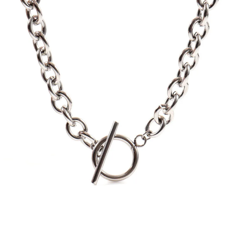 2022 Fashion New Chunky Chain Necklace Women Simple Toggle Clasp Stainless Steel Chain Necklace for Women Jewelry Gift