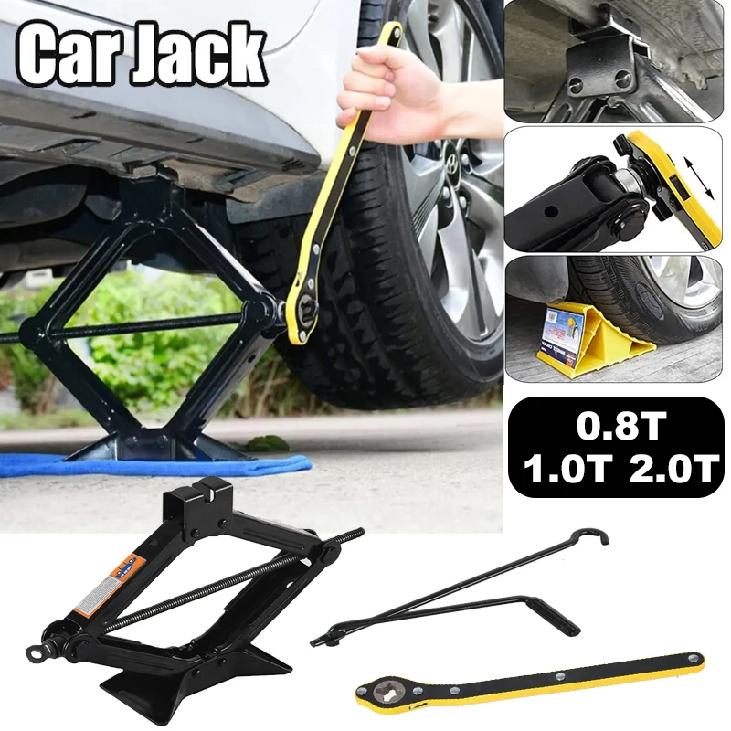 Car Jack Labor-saving Wrench 0.8T/1T/2T Tire Replacement Jack Car Maintenance Tool Scissor Lift Automobile Tire Jack repair tool