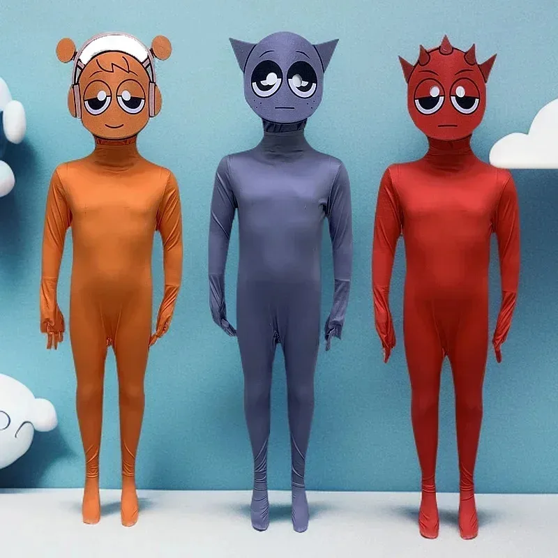 L2025l أزياء الهالوين اللطيفة Sprunki التأثيرية أزياء Sprunki Wenda Oren Raddy بدلة قفز قناع للجنسين نسخة Halloween Co