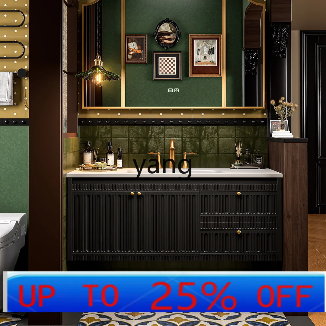 lh retro style bathroom cabinet combination bathroom integrated basin rock slab hot bending ceramic basin washing table