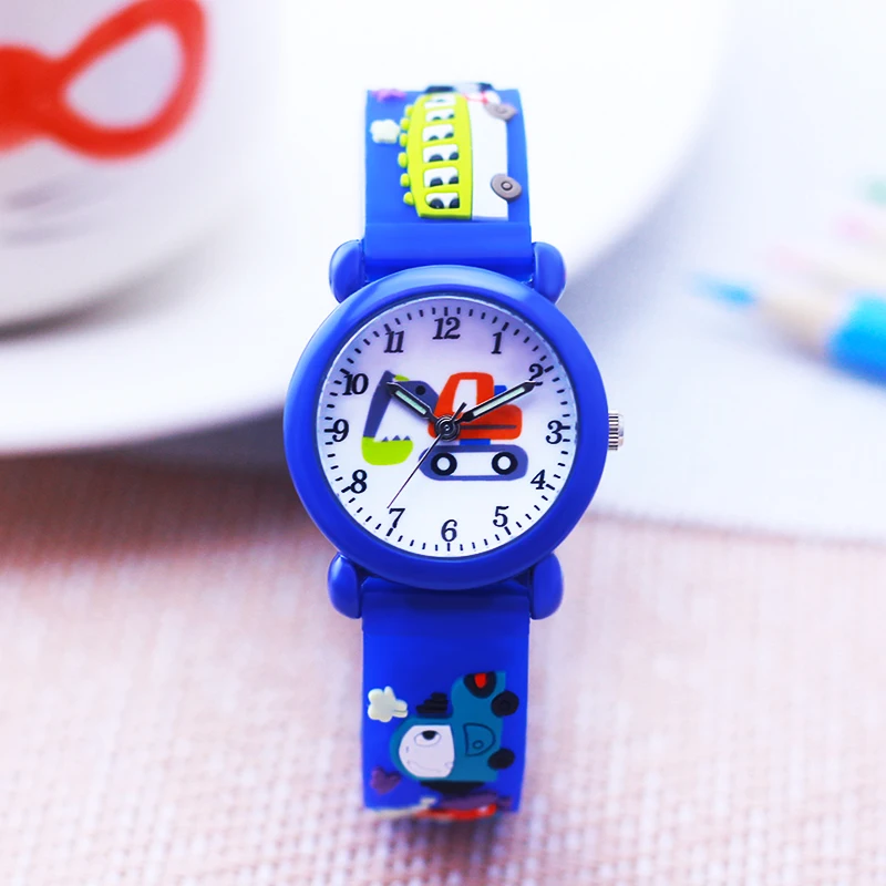 new children's boys girls fashion cool Excavator car cartoon quartz wrist watches little kids students birthday holiday gifts