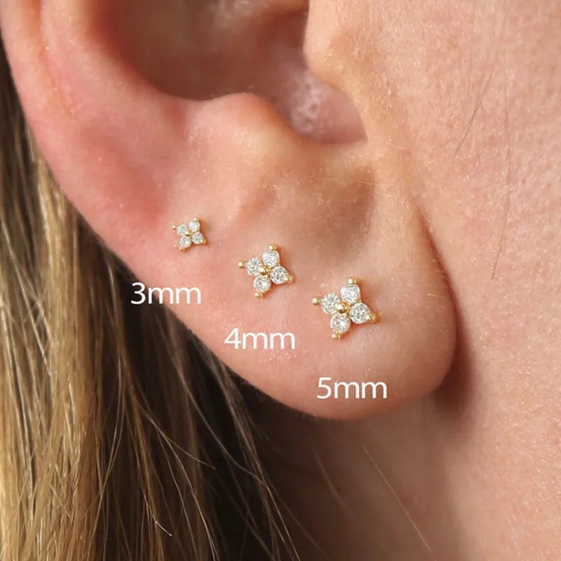 2024 new trendy earrings for women, Korean version of Korean mini flower studs, small earrings are free to take off when sleepin