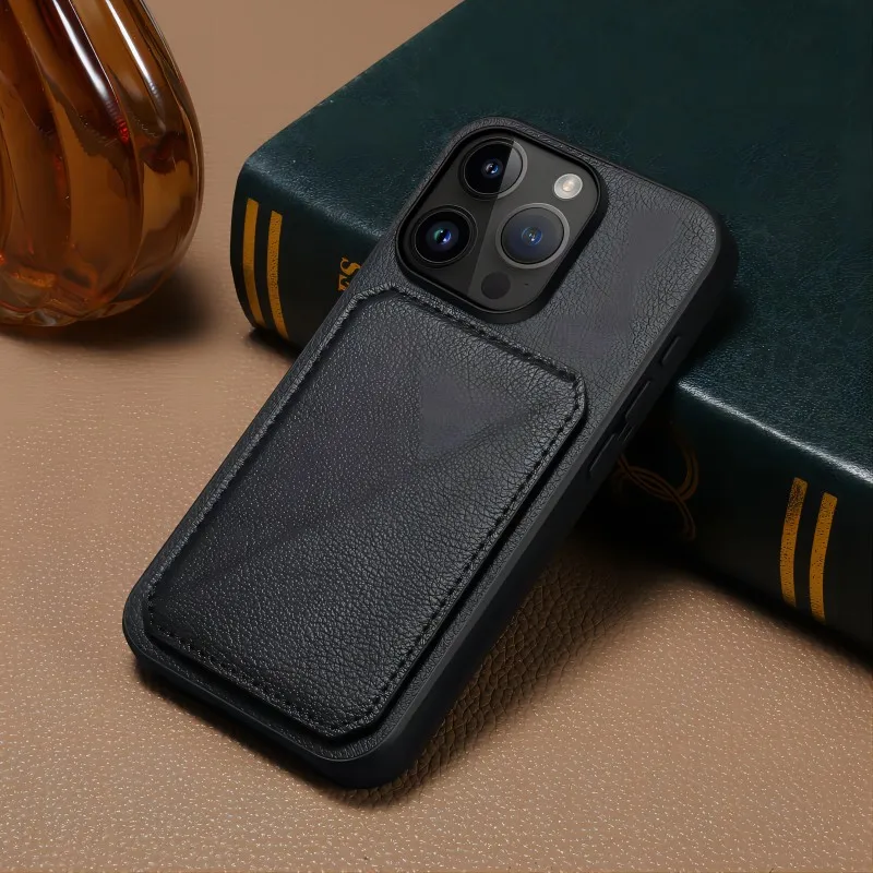 Denior For IPhone 15/14 Plus/13 Pro/12 Pro Max Imitation Cowhide Phone Case 7/8 Plus XR Xs Max Shockproof Insert Card Back Cover