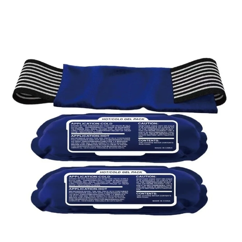 

Elastic Gel Cold & Hot Packs Muscle Recovery Secure Fastening 2 Ice Packs with 1 Adjustable Wrap No Leakage Comfortable