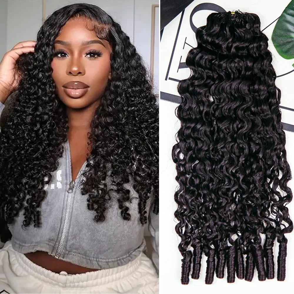 Raw Wavy Feather Crochet Human Hair Miracle Knots Crochet Human Hair Pre Looped Braids Burmese Curly Crochet Human Hair Bundles