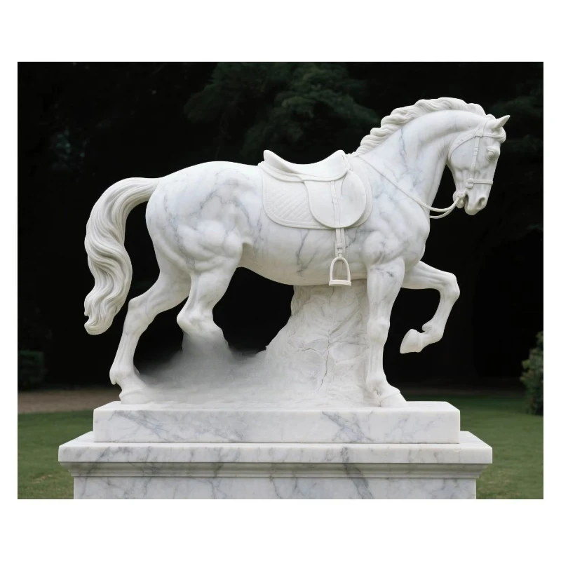 

A life-size marble horse statue, an elegant figurative sculpture for garden decoration
