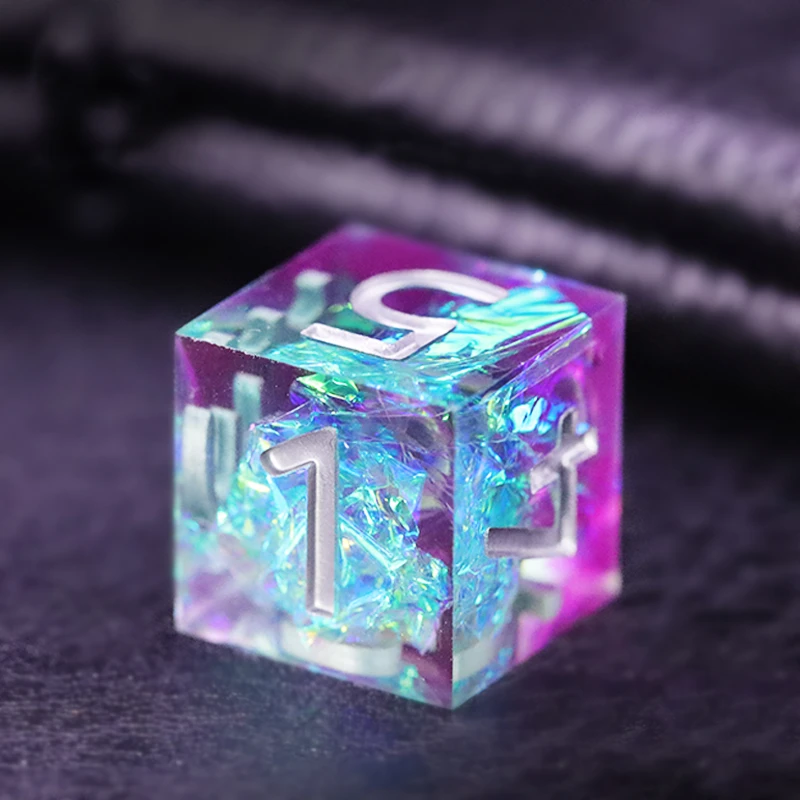 7Pcs/Set Blue Purple Ice Crystal Style Dice D&D COC Dice D4 D6 D8 D10 D% D12 D20 Table Games DND RPG Dice Set