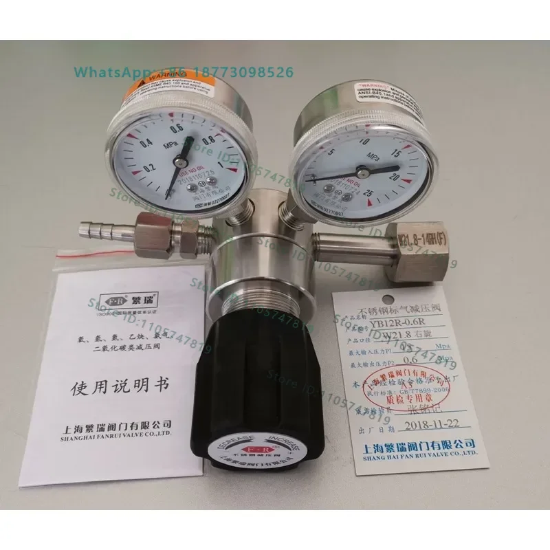 Stainless steel standard gas pressure reducing valve YB12R-1R regulator W21.8 for right-handed 2 4 8 liter small steel cylinders