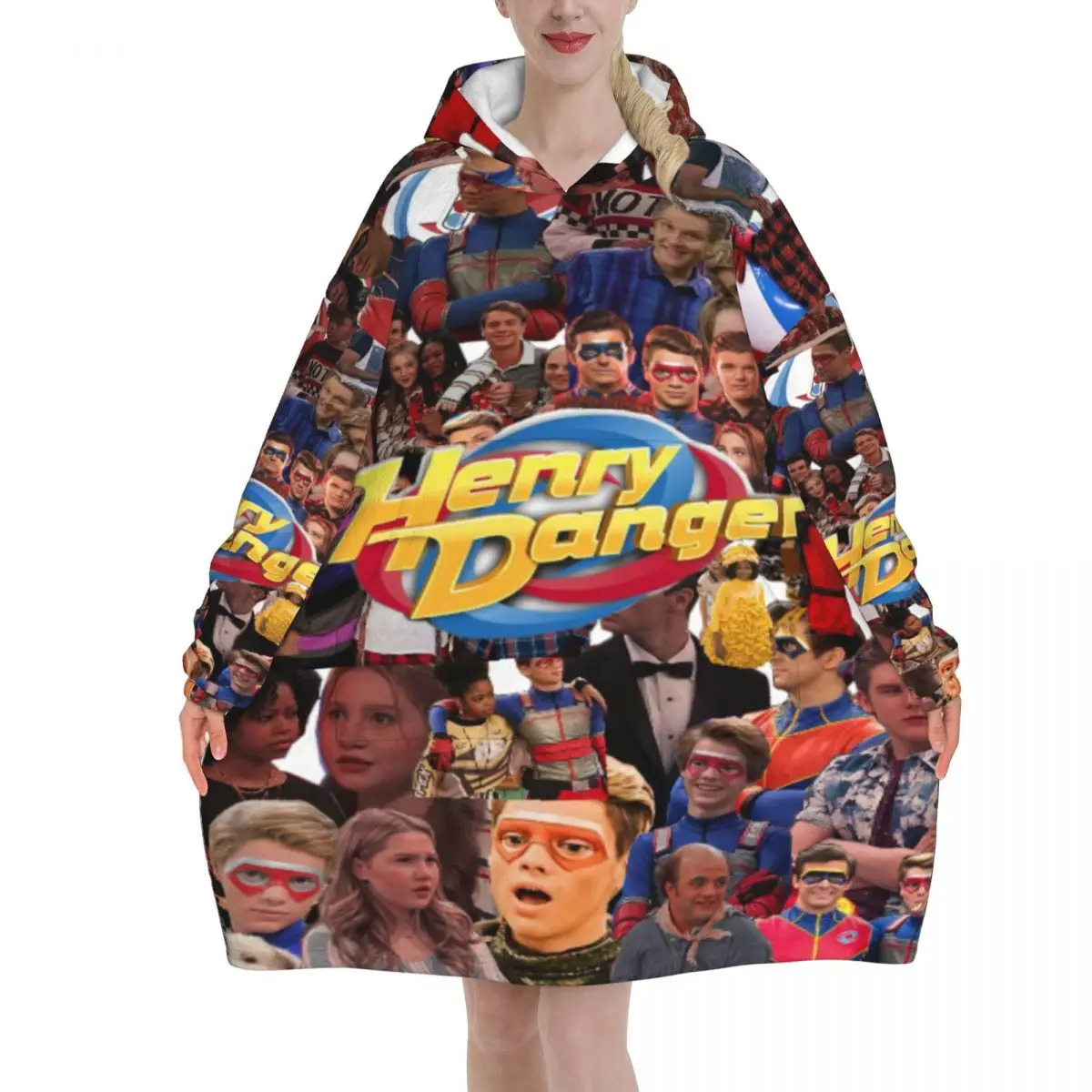 Captain Henry And Kid Danger Blanket Hoodie Sweatshirt Long Fleece Hooded Wearable Blanket with Large Pocket for Women Men