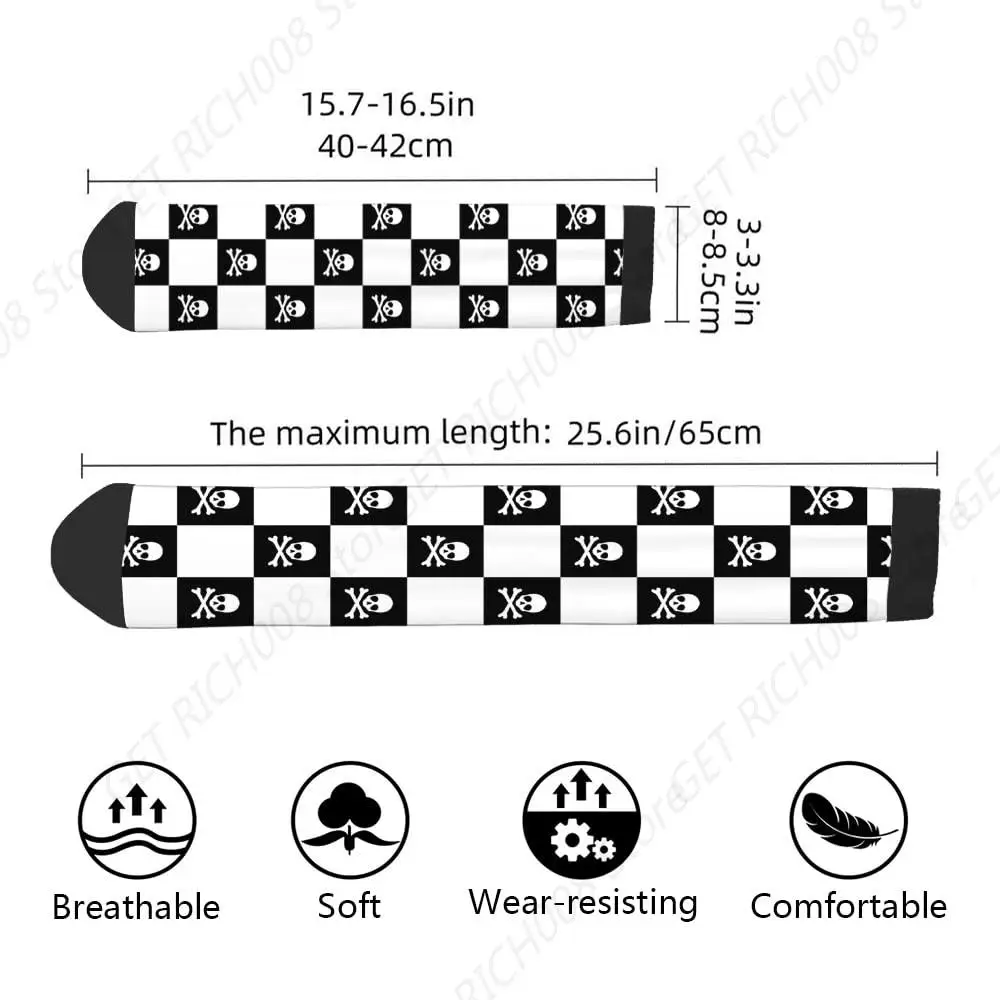الجمجمة جوارب بأشكال مضحكة عظمتين متقاطعتين الهيكل العظمي شبح القراصنة فحص القوطية هالوين الجدة عادية طاقم الجوارب تصميم الألوان المتباينة