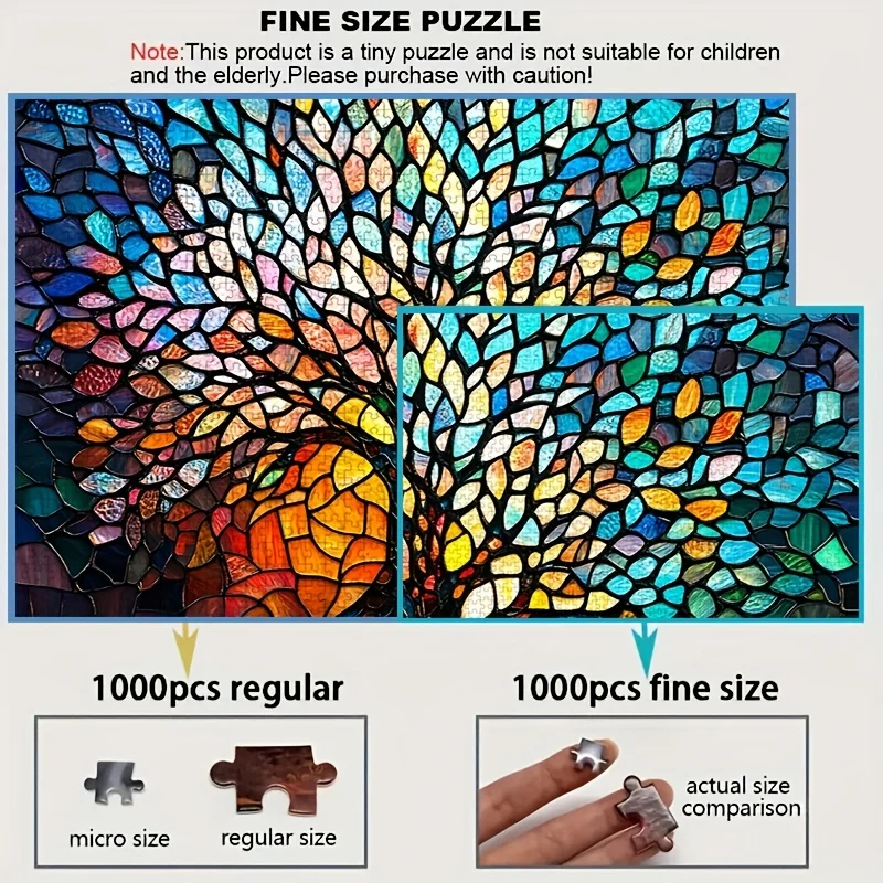 1000 قطعة من أحجية الصور المقطوعة بتصميم شجرة مهيبة - مقاومة للخدش ومقاومة للماء، مستوى مهارة متقدم، شكل مكعب محمول، #5