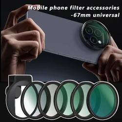 Universal With Clip 67mm Phone Filter Lens Kit Camera Lens CPL VND Star Black Mist Filters for Samsung iPhone HUAWEI Smartphones