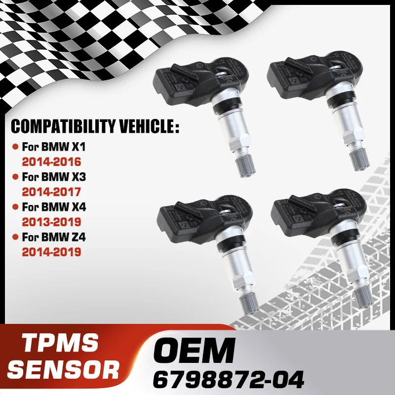 1/4 قطعة سيارة استشعار ضغط الإطارات TPMS لسيارات BMW X1 2014-2016 BMW X3 2014-2017 BMW X4 2013-2019 BMW Z4 2014-2019 6798872-04 433 MHz