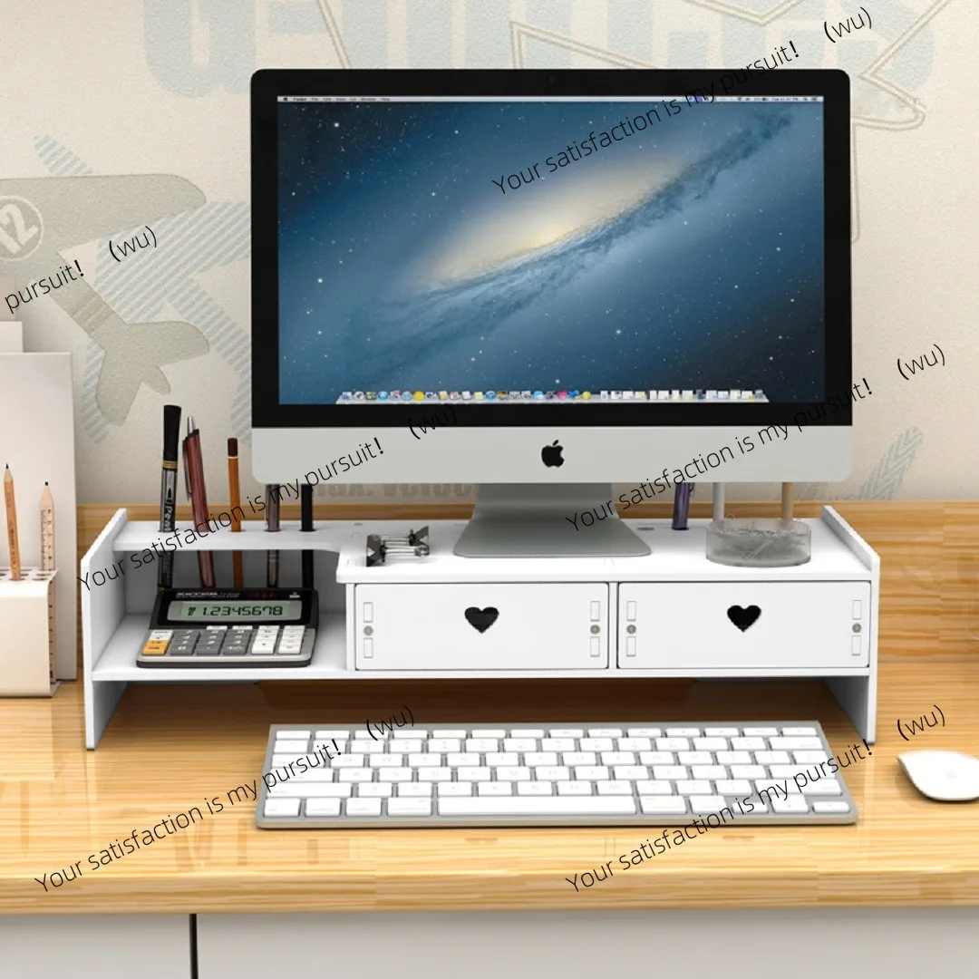 Computer monitor heightening rack with drawers, suitable for desktop storage and finishing
