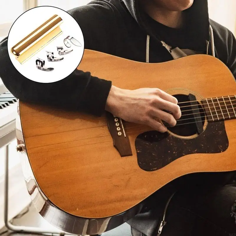 a2uf-guitar-slide-metal-tone-bar-for-lap-steel-guitar-electric-guitar-with-thumb-pick