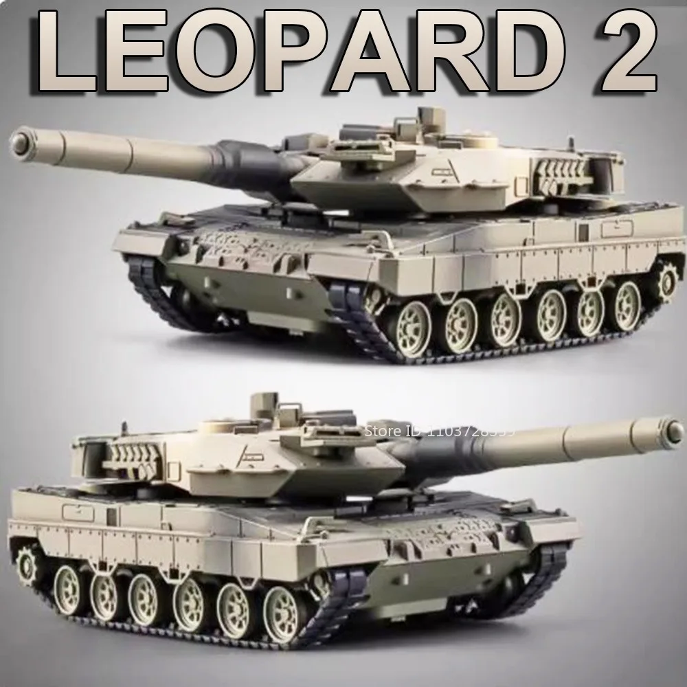 1:36 leopardo 2 tanque de batalha principal modelo brinquedos liga diecast Witness-136 drone som luz puxar para trás veículos militares para presentes do menino