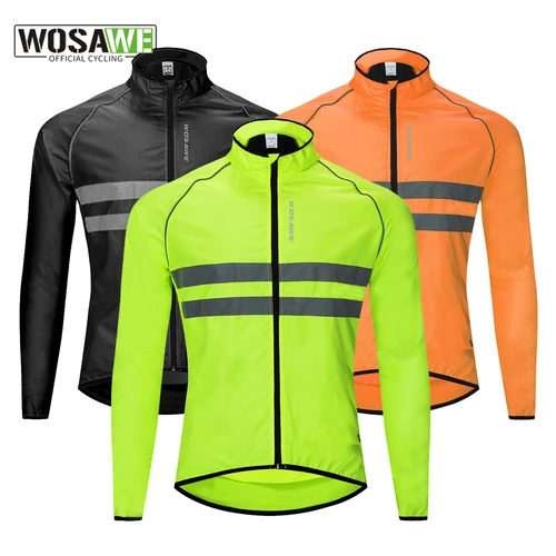 WOSAWE-Chaqueta cortavientos ligera para ciclismo, chaqueta para bicicleta a prueba de viento, Jersey de manga larga resistente al agua, chaleco cortavientos