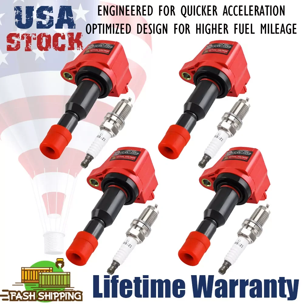 

Carbole 4Pack Ignition Coil & Platinum Spark Plug Fits For 2007-2008 Honda 1.5L UF581