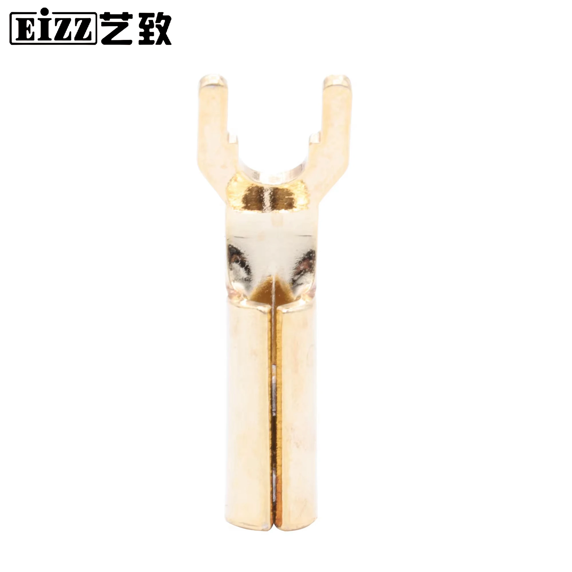 1pc EIZZ High End Speaker Cable Spade Y Fork Plug Banana Connector Copper Terminal Jack Connectors HiFi Audio DIY