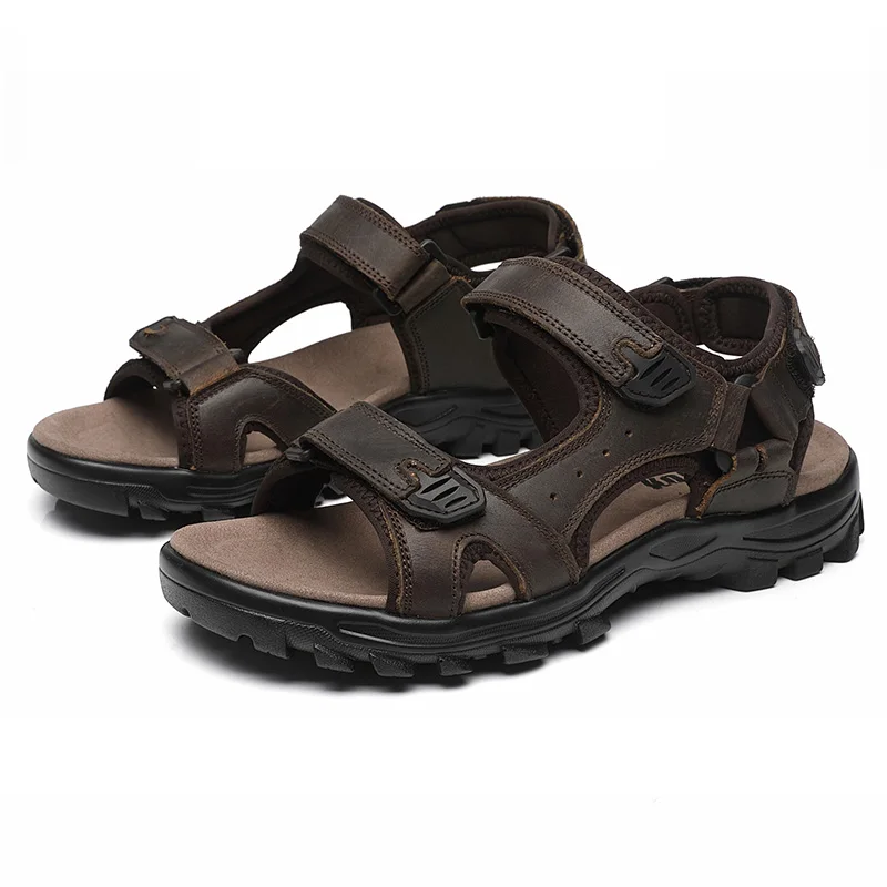 Herren-Sportsandalen aus Rindsleder, offene Zehenpartie, rutschfeste Outdoor-Sandalen, lässige Herrenschuhe, modische Outdoor-Strandschuhe, leicht und bequem, können von Männern und Frauen getragen werden, geeignet für Outdoor-Wanderungen, Reisen, usw. – Detail 8