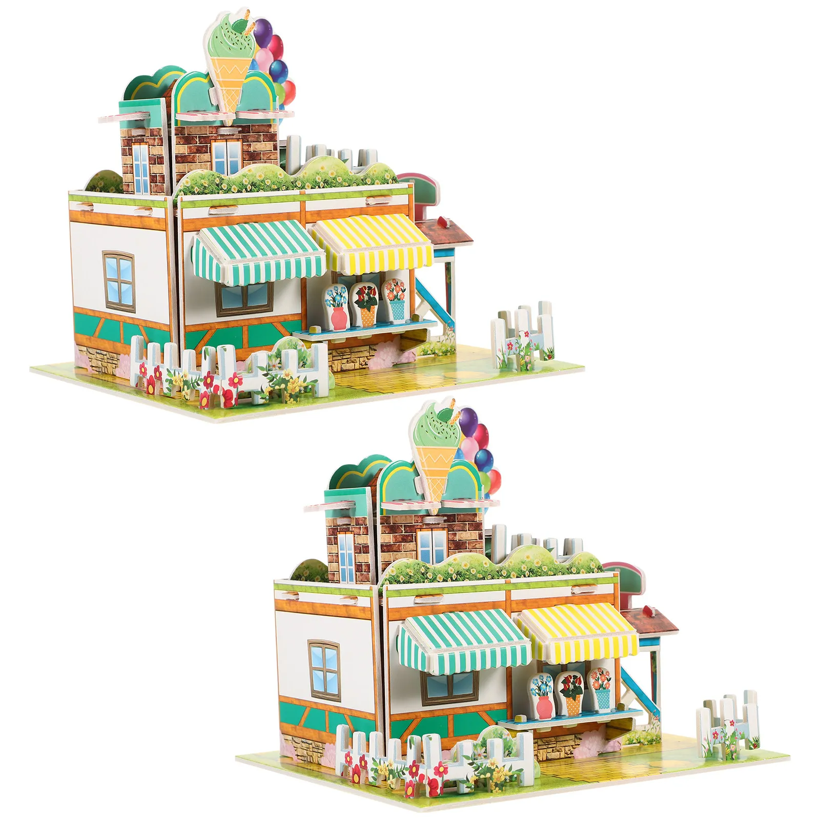 

Набор из 2 3D-пазлов из пенопласта «Магазин мороженого», развивающий конструктор для взрослых, творческий набор для сборки, украшение для дома и рабочего стола, подарок для детей