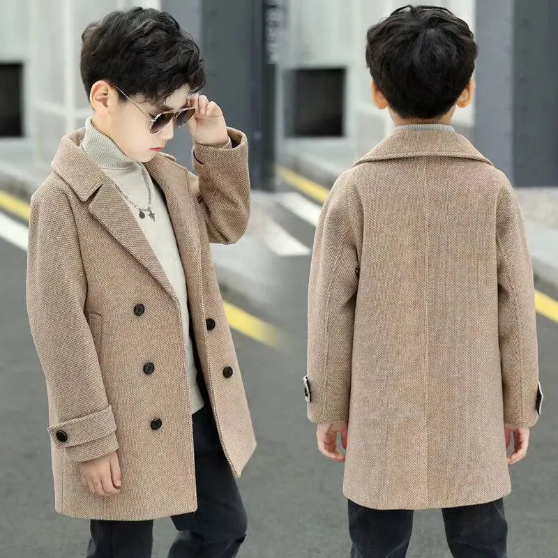 2026 Autumn Winter Kids Warm Thickened Wool Coat Korean Style Plus Size  Windbreaker Stylish Outdoor Jacket