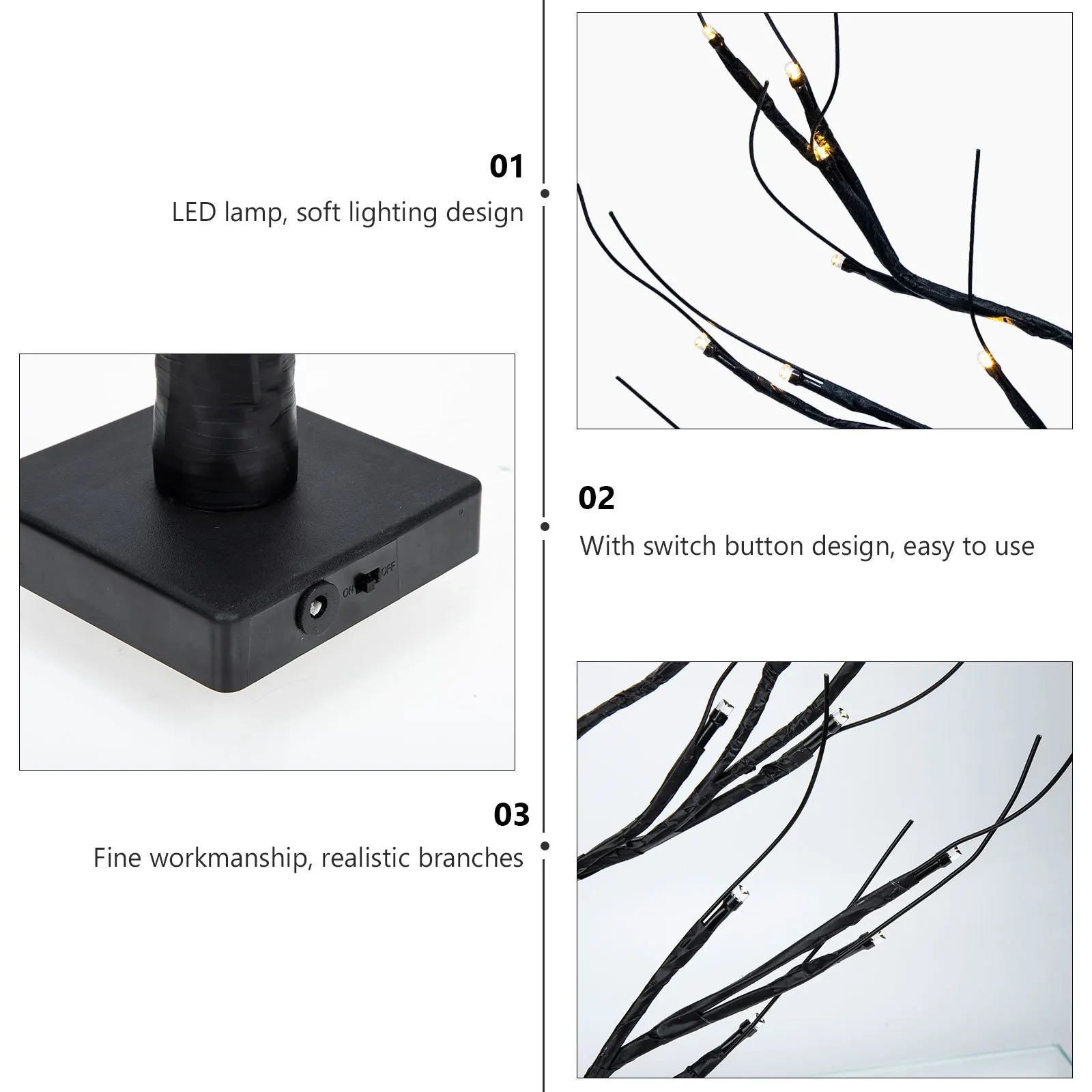 

LED Lighted Birch Tree Lamp Operated Desktop Night Light for Bedroom Decor Table Centerpiece Holiday Gift