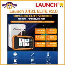 Newest LAUNCH X431 Elite 2.0 OBD2 Scanner Full System Diagnostic Tools 31+ Service Active Test Free Update for BMW/Benz/GM/Audi