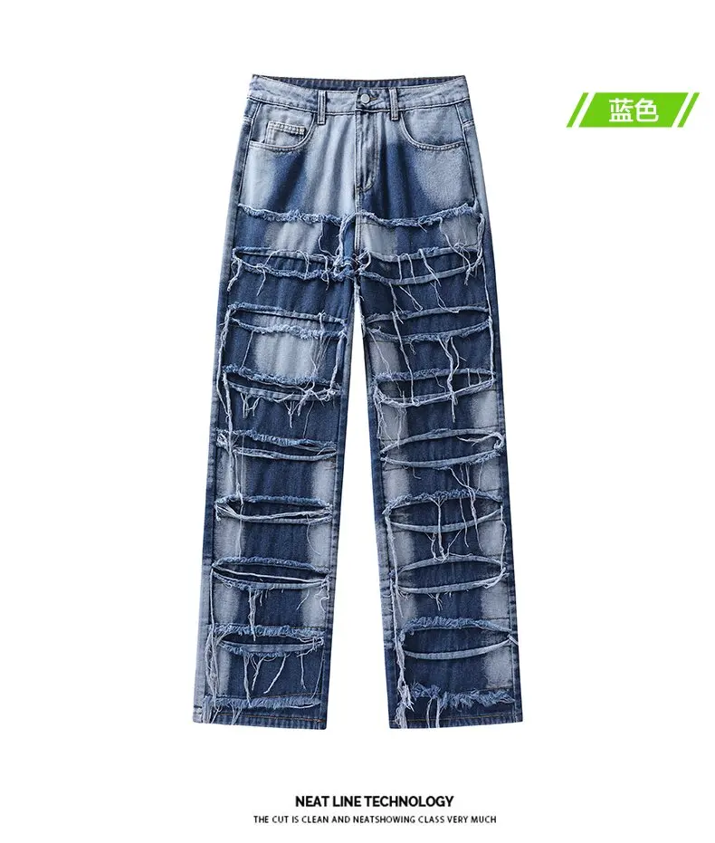 الخريف والربيع نمط لون نقي الأمريكية خمر مستقيم الساق الجينز للرجال فضفاض الرياضة مريحة عالية الجودة الدنيم السراويل