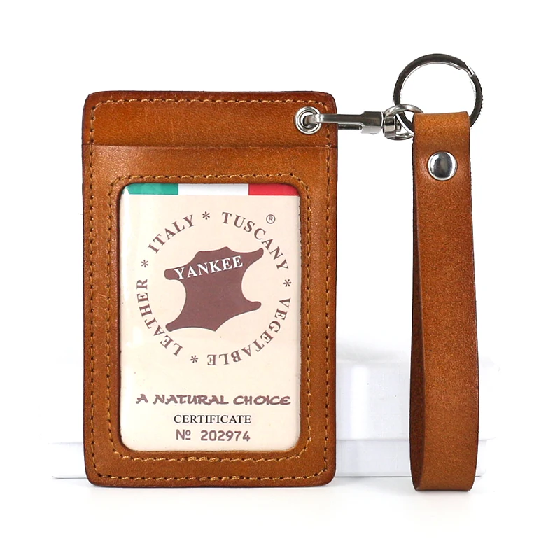 Vegetable tanned leather Top layer leather Card sleeve Retro keychain card bag ID card,Bus card Key chain