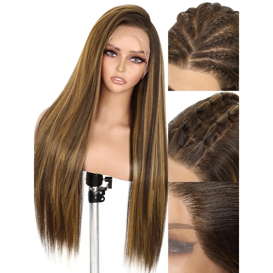 شعر مستعار اصطناعي 13x6 باروكة أمامية من الدانتيل 28 شعر مستعار طويل مستقيم أسود طبيعي كانيكالون فوتورا بيروكات صناعية للنساء السود PrePluc