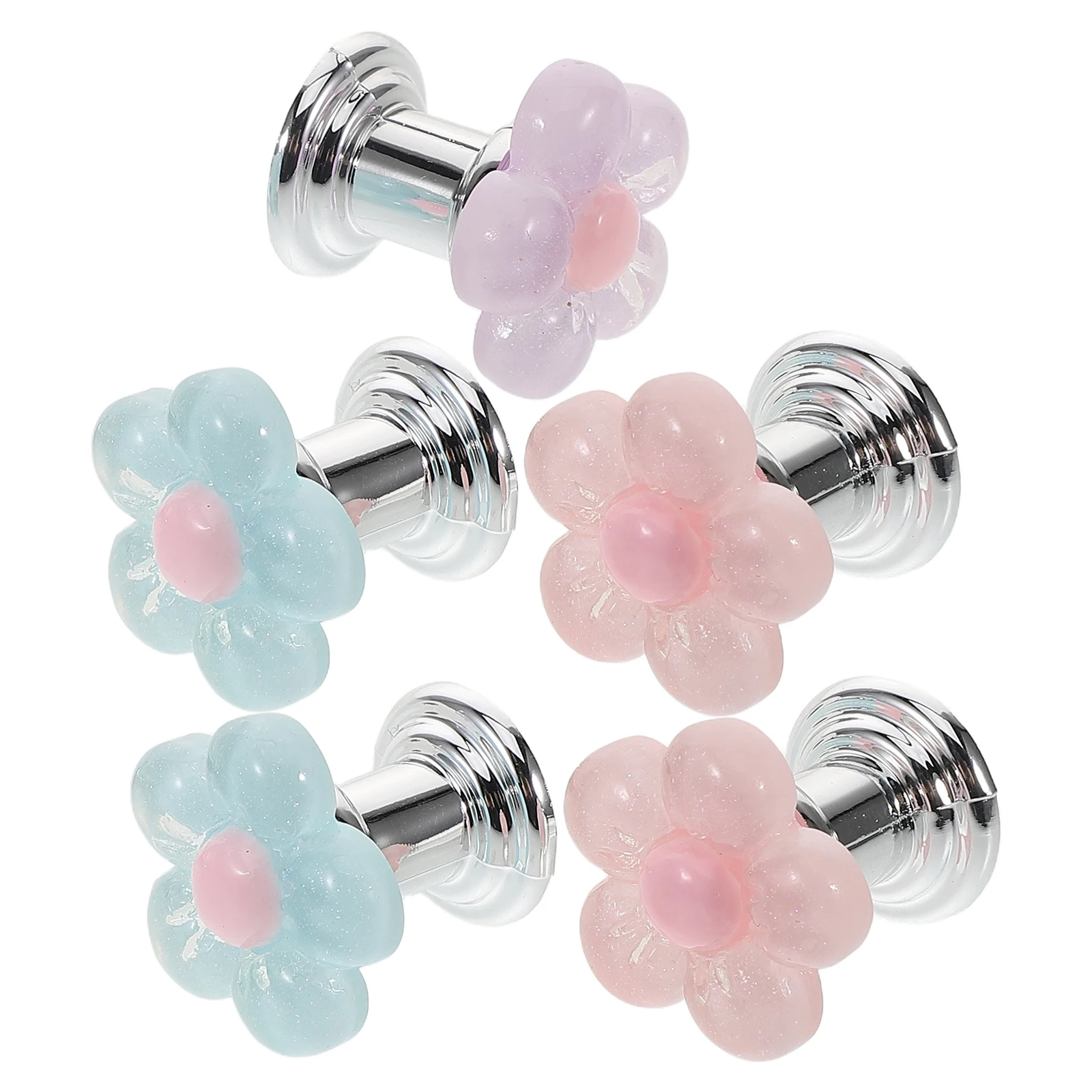 

5Pcs Toilet Button Pusher Flower Shape Flush Press for Long Nails Universal Fit Bathroom Decor Accessory Dual Push