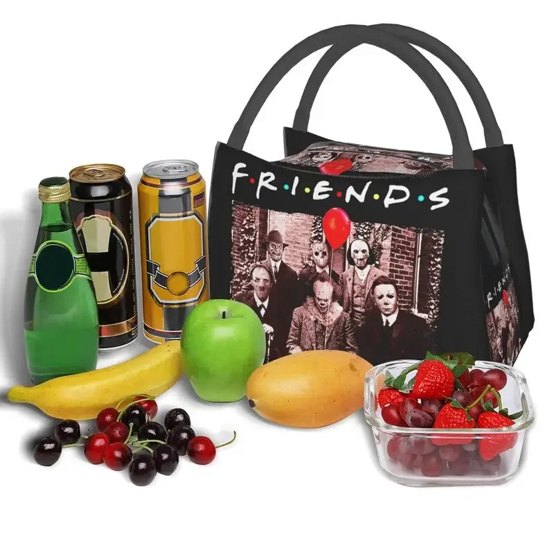 Horror Movie Friends Character Insulated Lunch Tote Bag for Women Halloween Portable Cooler Thermal Bento Box Work Travel