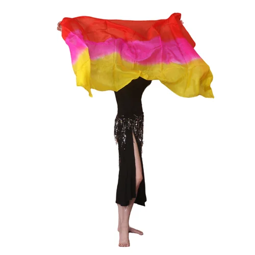 Imagen 2 del producto Velo de seda para danza del vientre, bufanda con velo de seda degradado, chales para mujer, bufanda lanzada a mano, gradiente de 200cm, 250cm, 270cm, actuación de baile