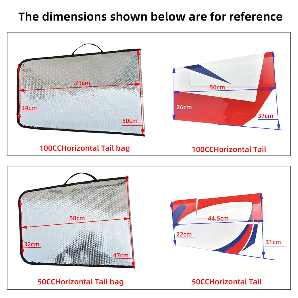 Horizontal Tail Protection Bag Flat Tail Double Pocket Casing for RC Model Plane Partition Layer Portable