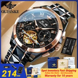 OUPINKE 3236 TOP Brand Automatic Watch for Men Tungsten Steel Band Waterproof Multifunctional High-end Mechanical Wristwatch Man