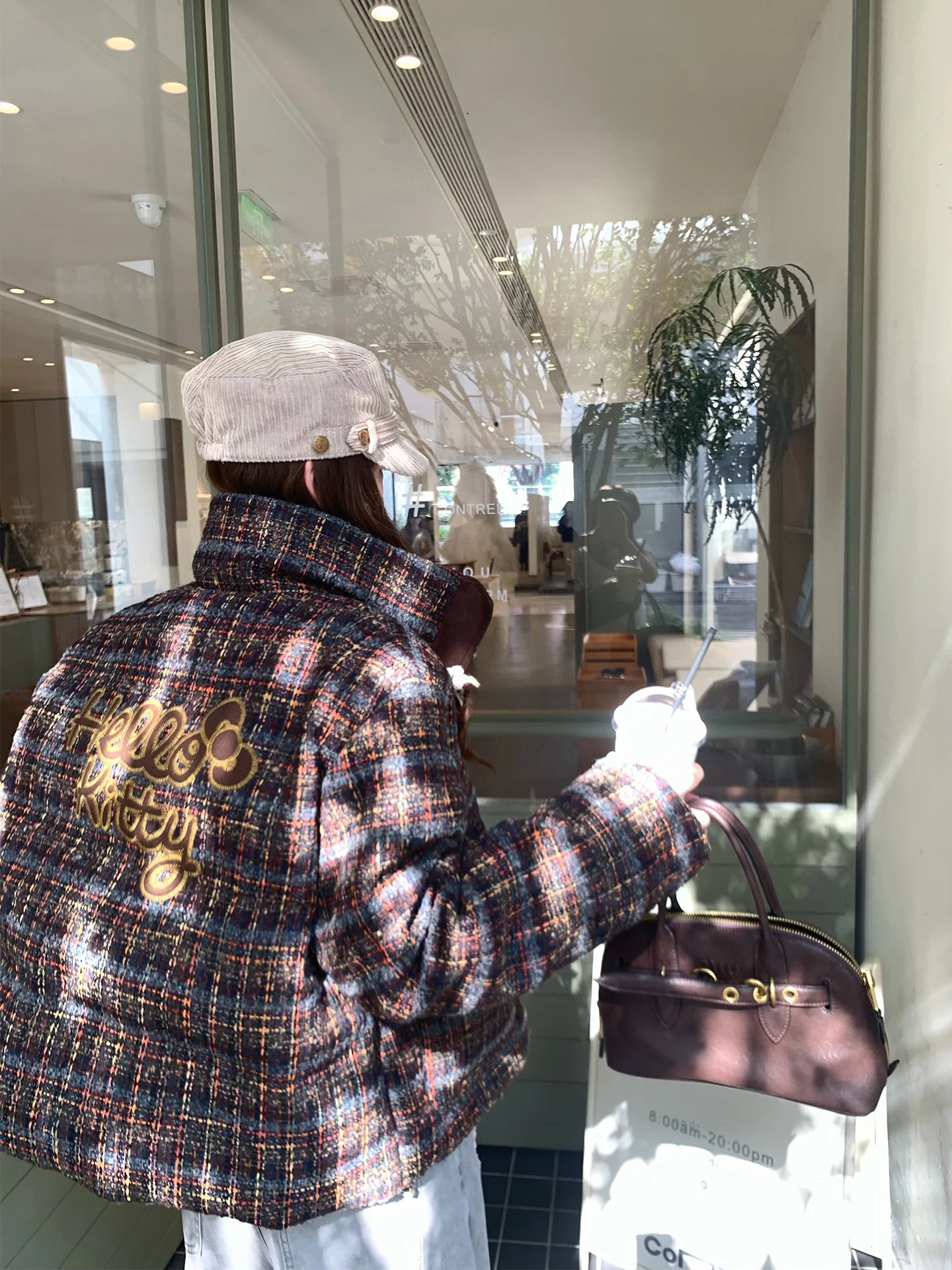 

Kit Letter Ba Cotton Jaet Women's Winter Korean Sle High-End Feeling Top Straight Tube Long Sve Zipper Closure