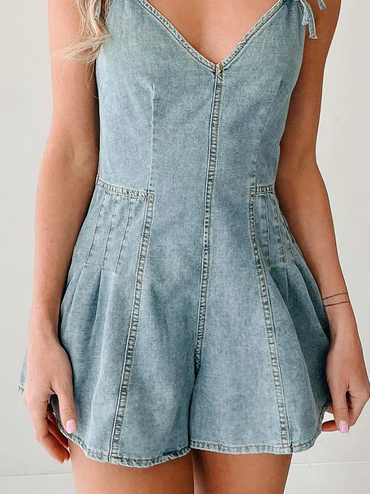 

Темпераментные шорты с высокой талией, джинсовые комбинезоны, простые однотонные комбинезоны с бантом на шнуровке, новые летние комбинезоны с лямкой на шее, женский комбинезон