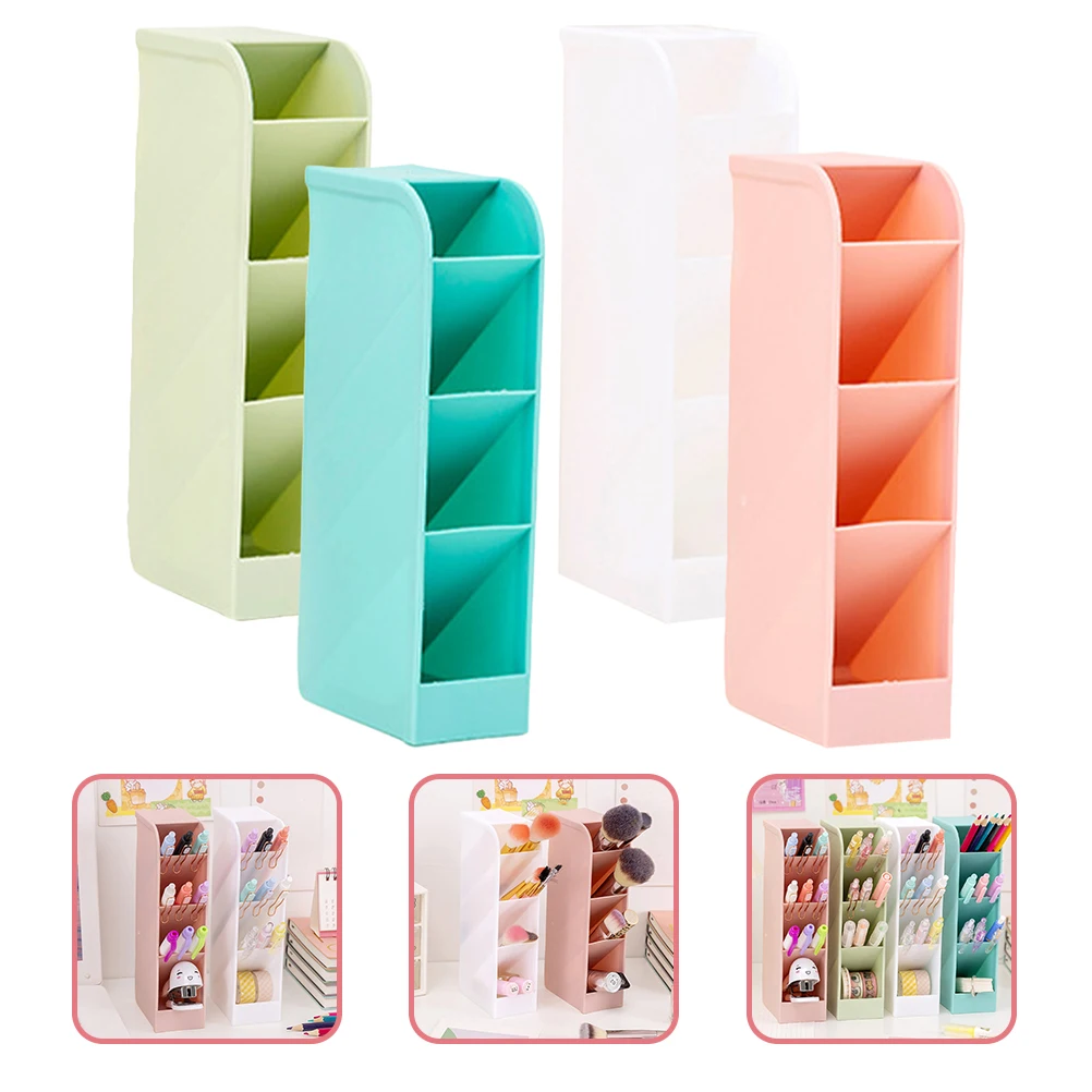 

4 Pcs Pen Holder Stationery Box Creative Desk Organizers Portable Plastic Containers for Office School Storage