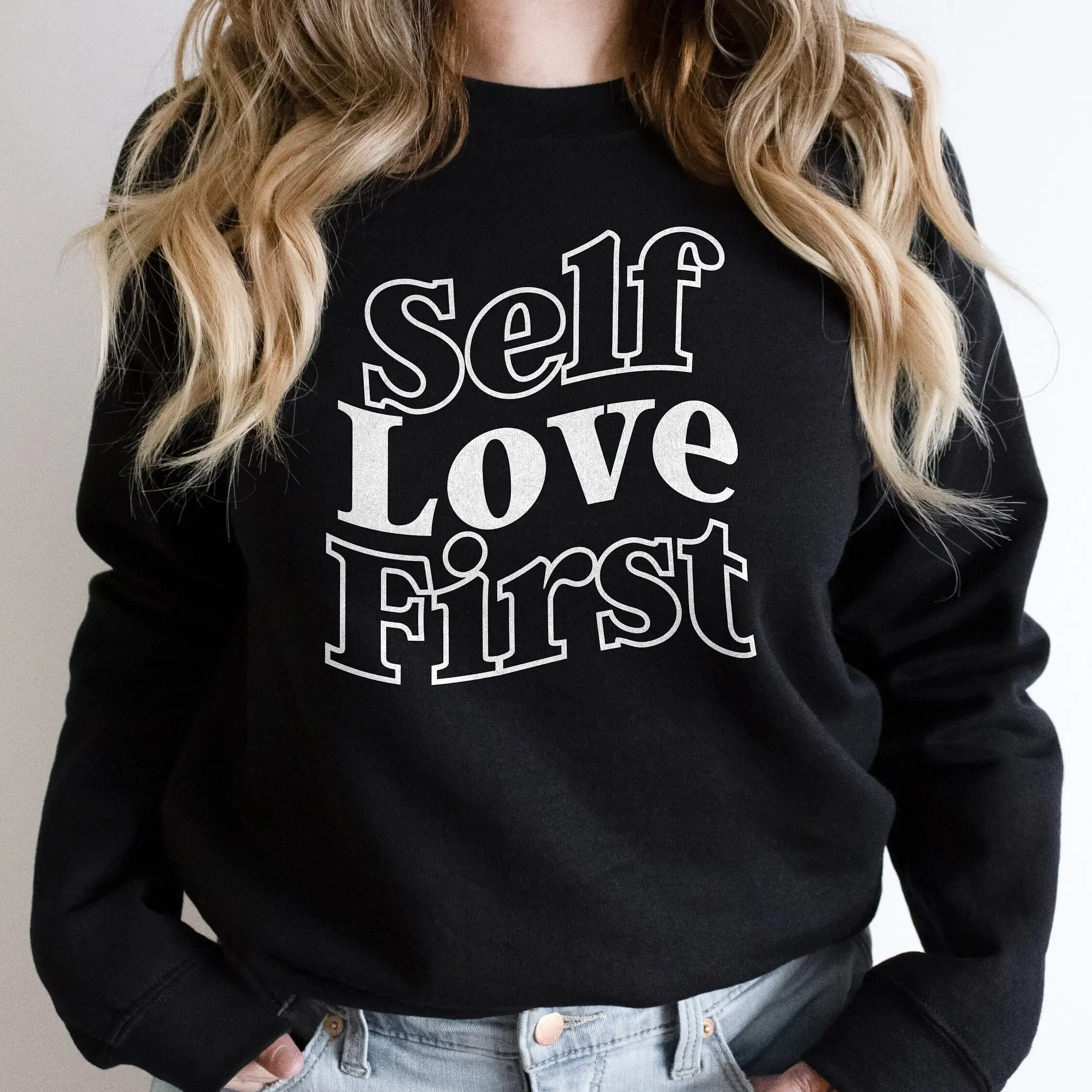 

Self Love First Графический принт Осенние и зимние хлопковые мужские и женские толстовки Спорт на открытом воздухе Досуг Модный тренд