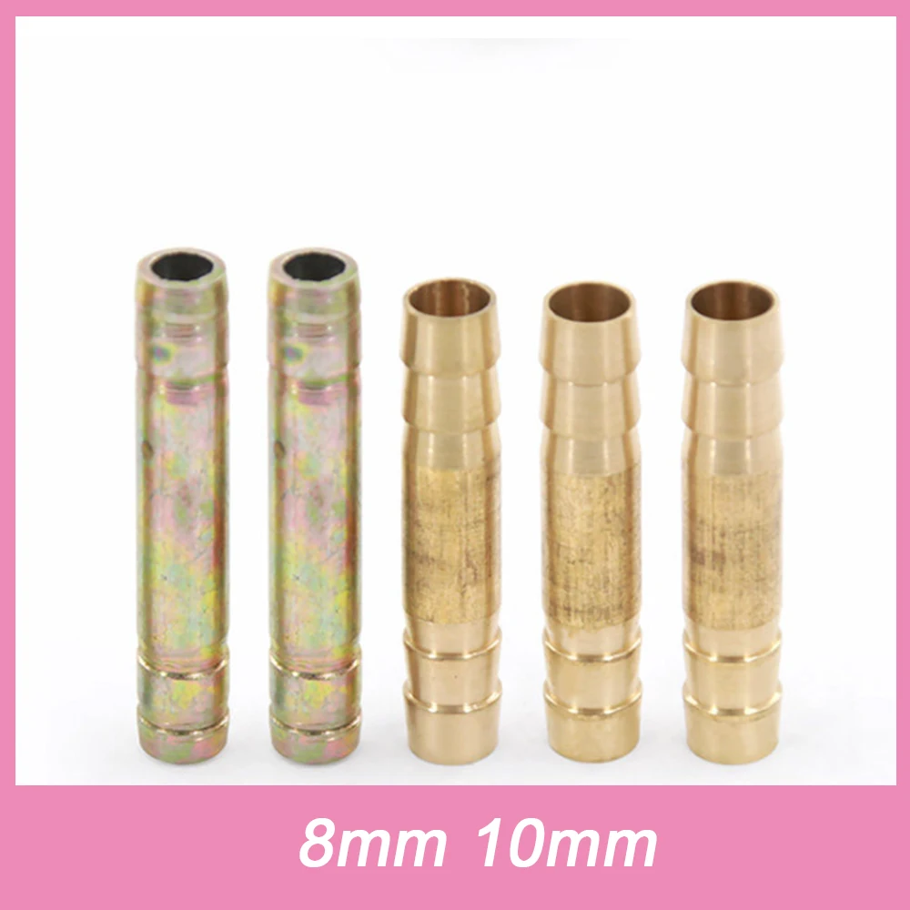 10Pcs 8mm 10mm Brass Straight Barbed Hose Joiner Gas Hose Coupler For Oxygen Acetylene Propane LPG Rubber Hose Accessories